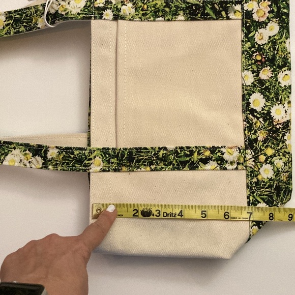 Baggu Floral Canvas Tote Bag - Cream and Green - Picture 7 of 9